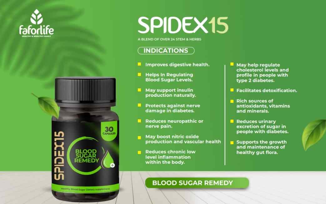 Spidex15 & Faforon Blood Sugar Combo 08024685729