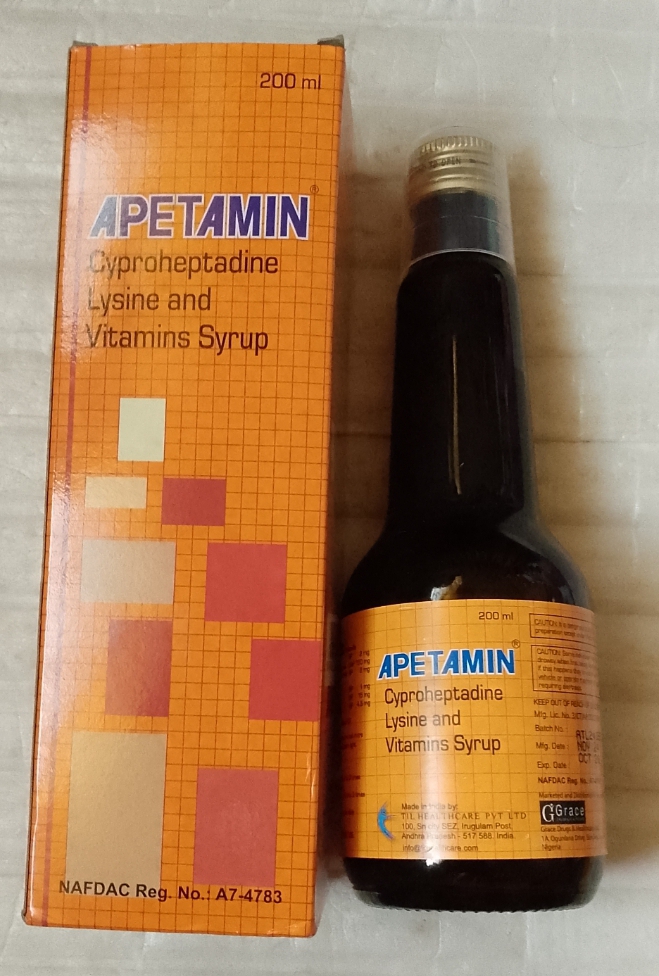 Apetamin - Cyproheptadine, Lysine and Vitamins Syrup for Weight Gain and Appetite Booster