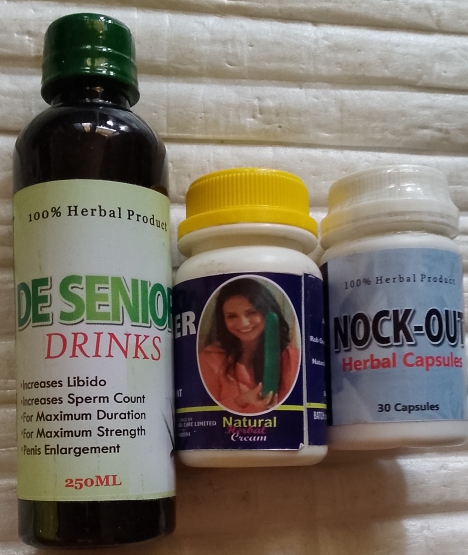 De Senior Men Drink+ Nock Out Capsule+Top Notch Cucumber Cream for Penis Enlargement